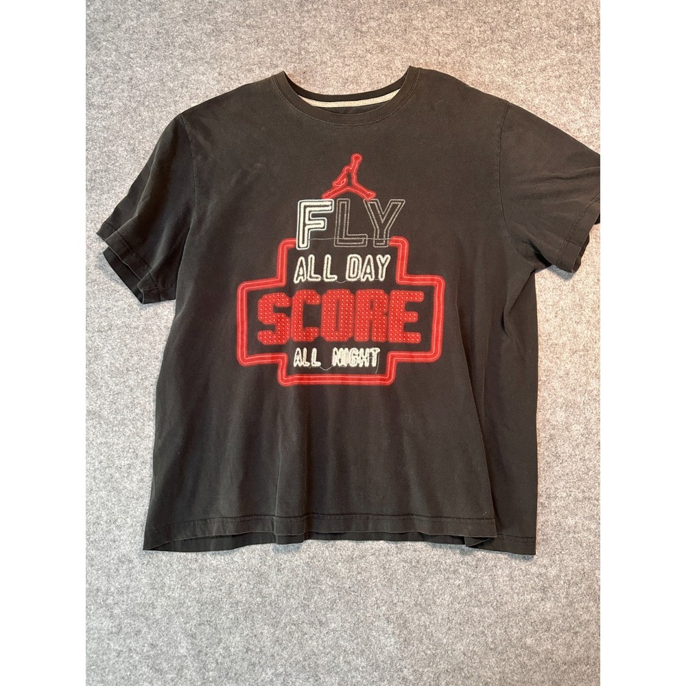 Air Jordan T Shirt Mens 2XL Black Fly All Day Score All Day Night Graphic Print
